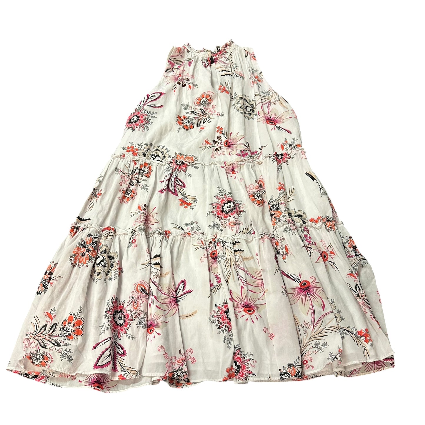 ANN TAYLOR WHITE FLORAL PAISLEY TIERED DRESS 100 SMALL