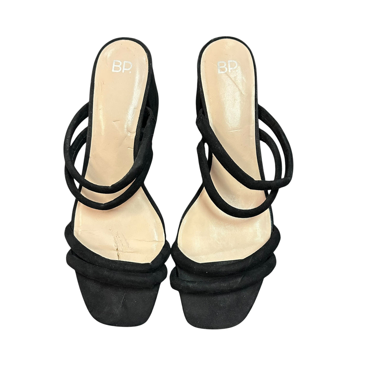 BP BLACK DOUBLE STRAP BLOCK HEEL SANDALS 100 SZ 11