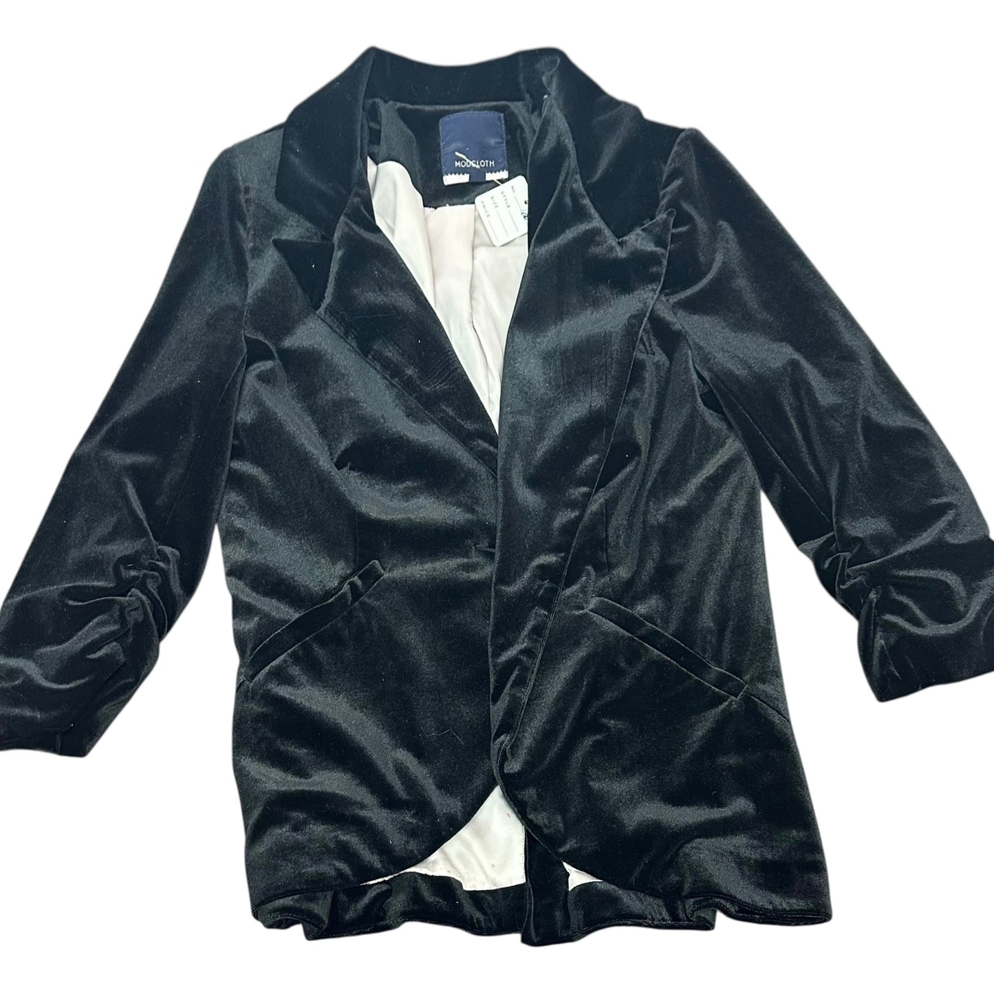 MODCLOTH SANDY BLACK VELVET BLAZER 100 LARGE