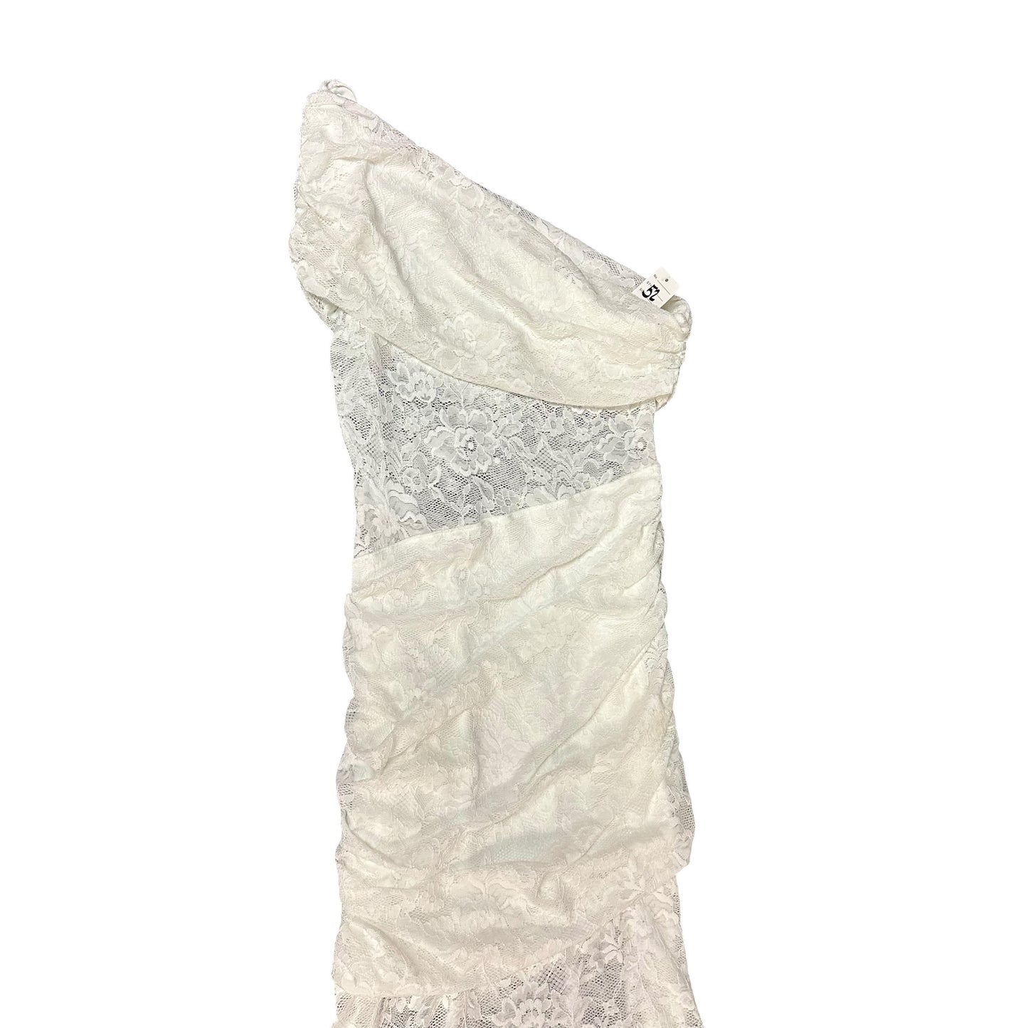 WHITE LACE ONE SHOULDER ASYMMETRICAL MAXI DRESS 52 MEDIUM