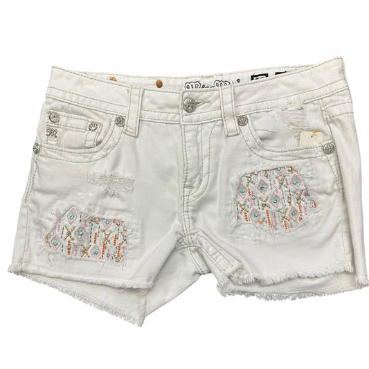 MISS ME WHITE DENIM SHORTS EMBROIDERED CUT OFF 251 SZ 29