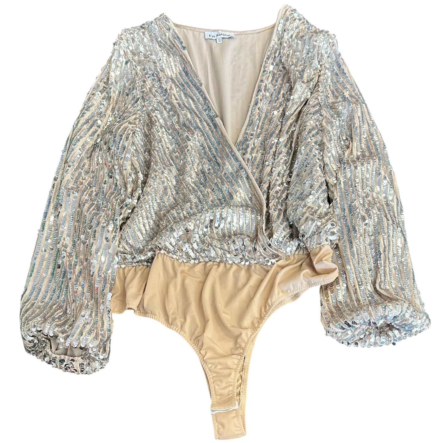 EN SAISON SILVER SEQUINS BODYSUIT 100 3X
