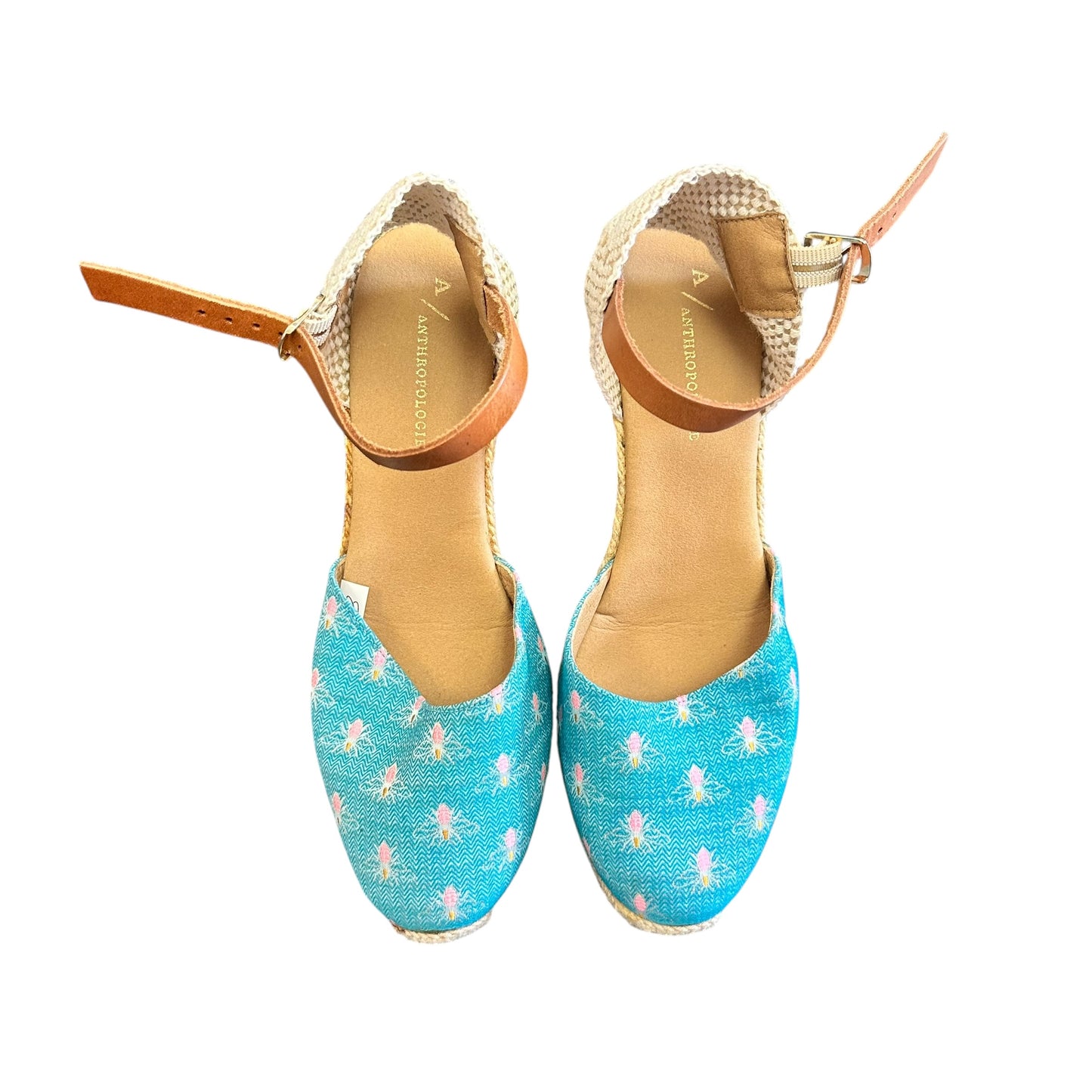 ANTHROPOLOGIE BLUE ESPADRILLE WEDGES 163 SZ 8.5
