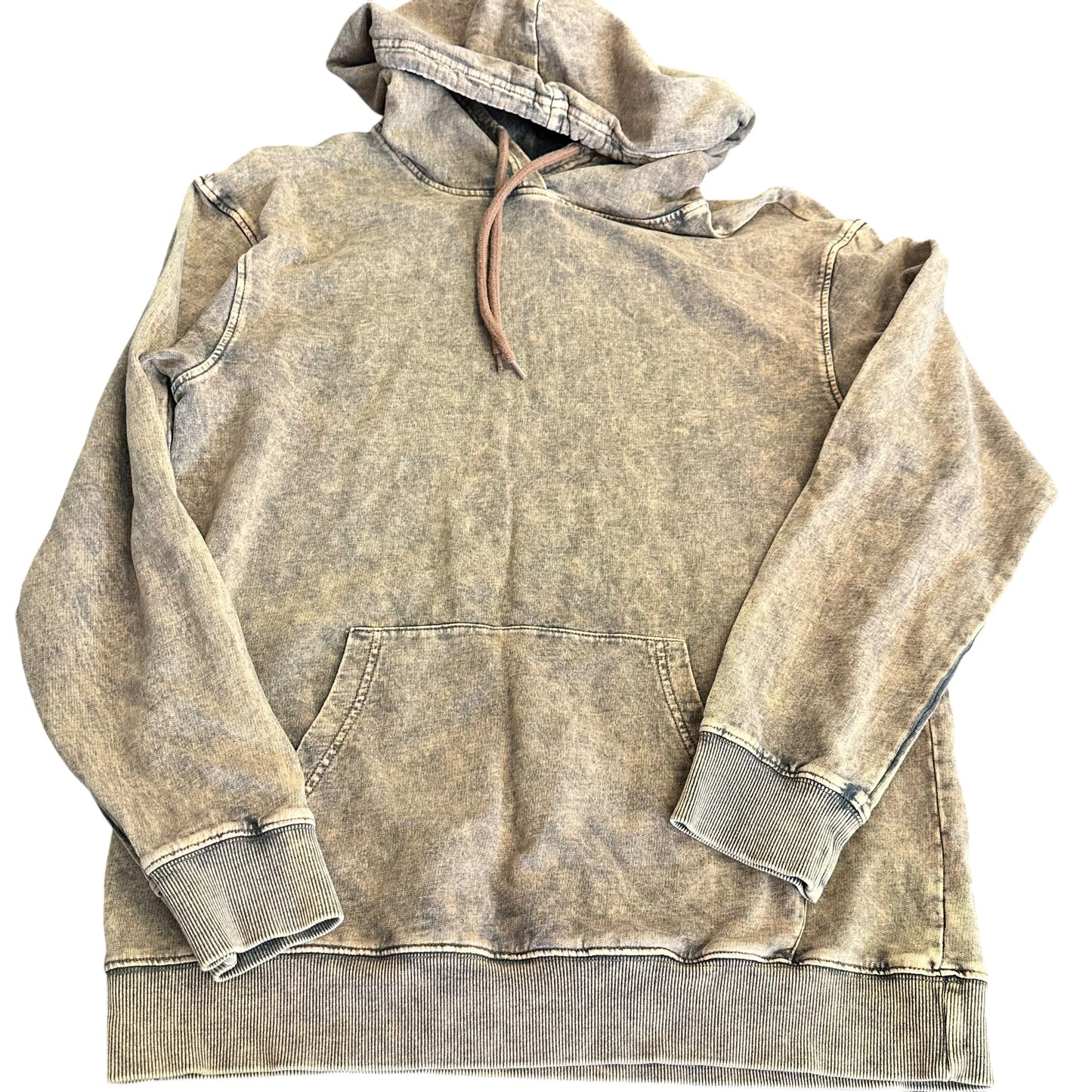 ORIGINAL USE STONE WASHED TAN BLACK HOODIE 219 MEDIUM