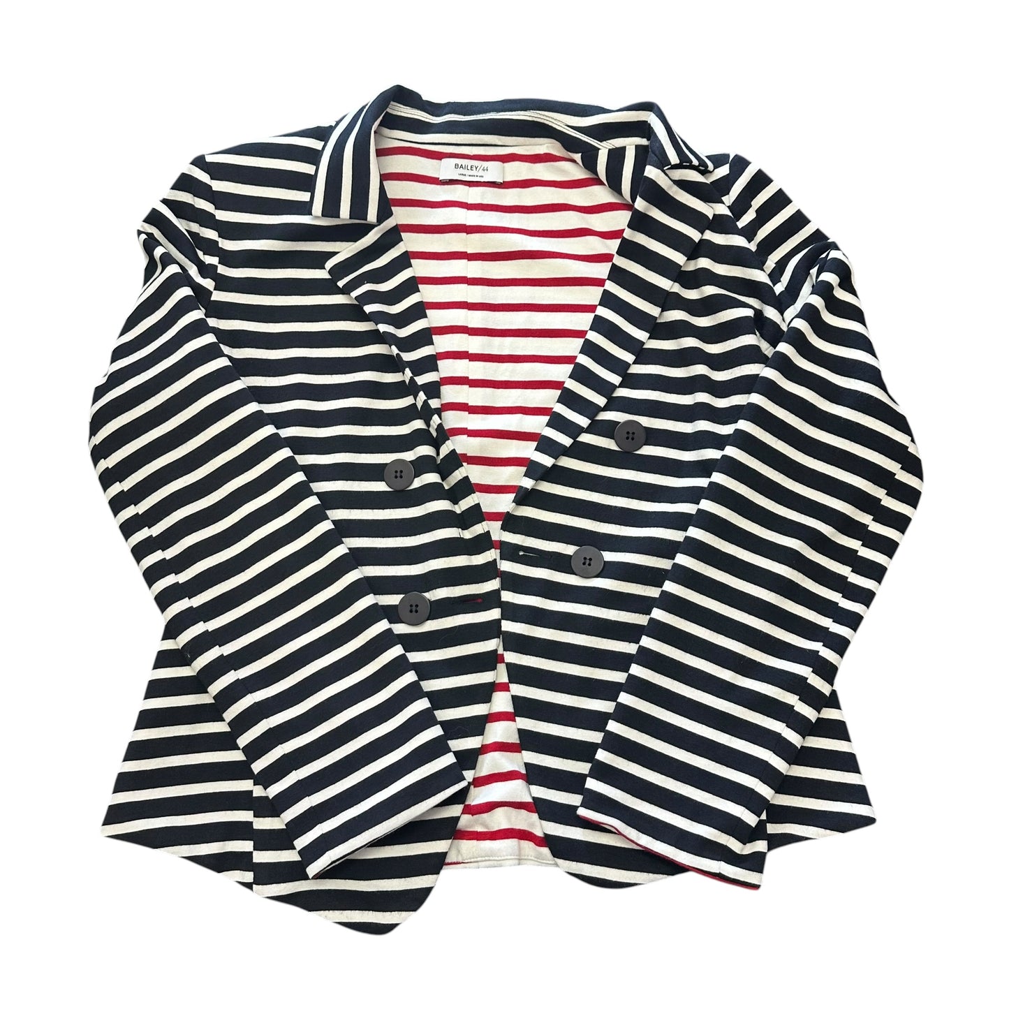BAILEY/44 NAVY WHITE STRIPED BLAZER 249 LARGE **