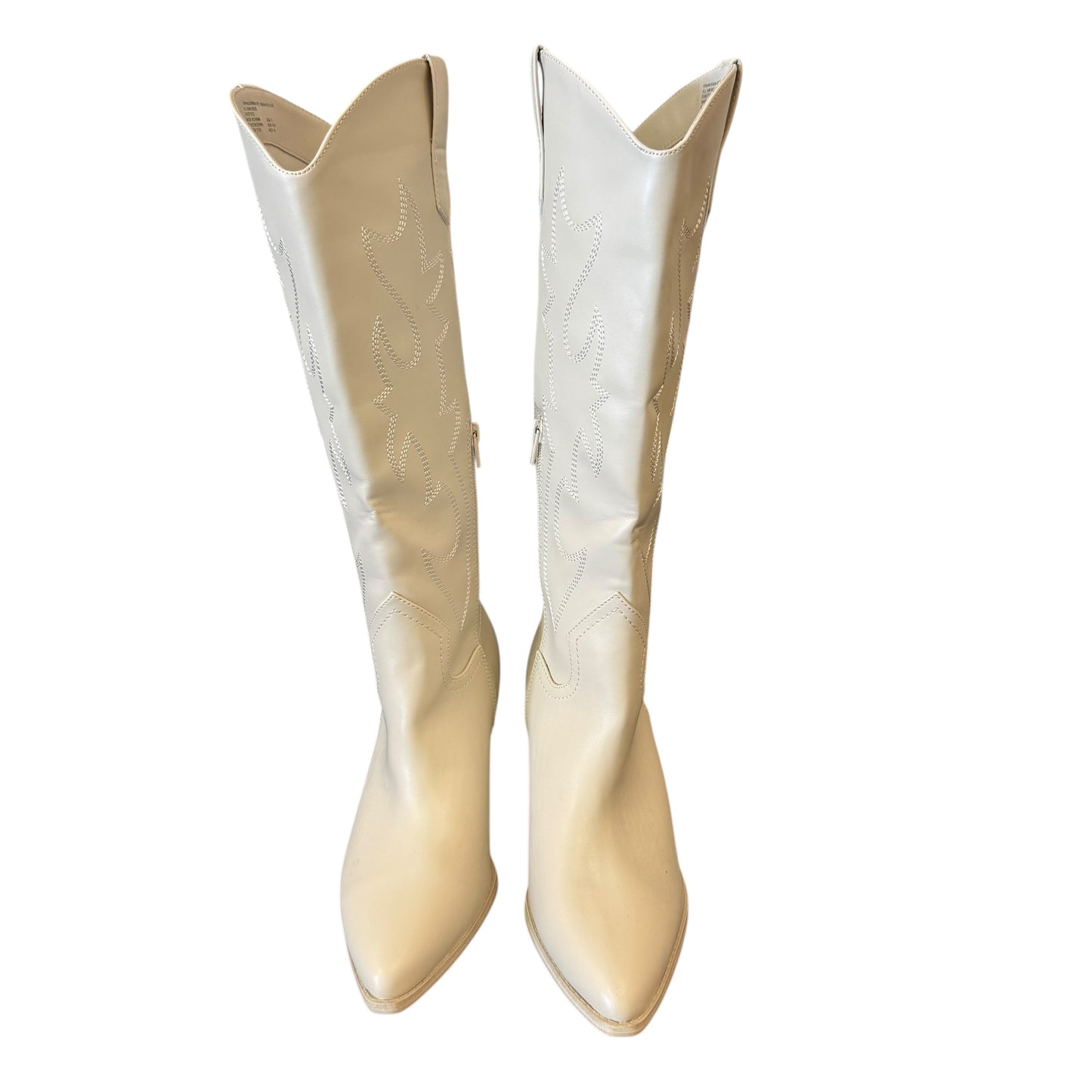 MADDEN GIRL BEIGE FAUX LEATHER COWBOY BOOTS 100 SZ 9