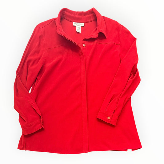 SAGHARBOR RED BUTTON UP FAUX SUEDE LIKE 100 1X