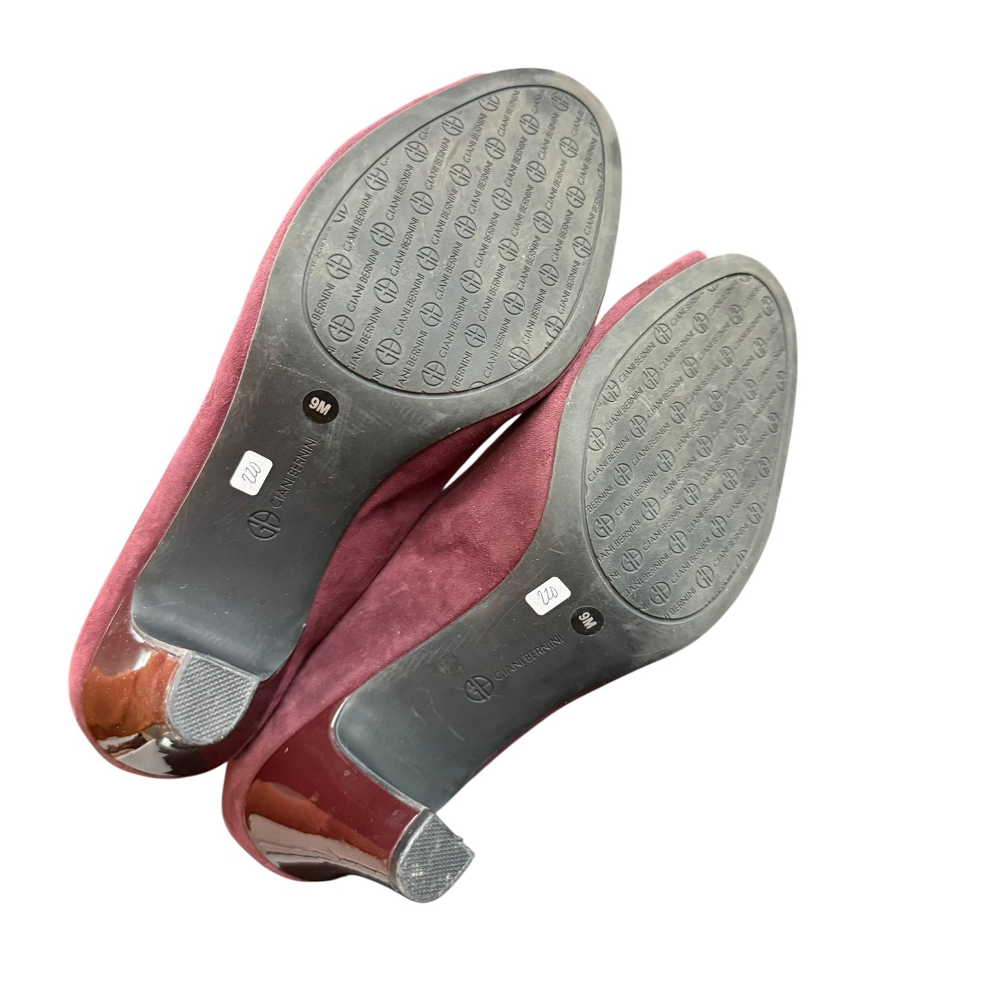 GIANNI BINI BURGUNY SUEDE PEEP TOE HEELS 220 9M