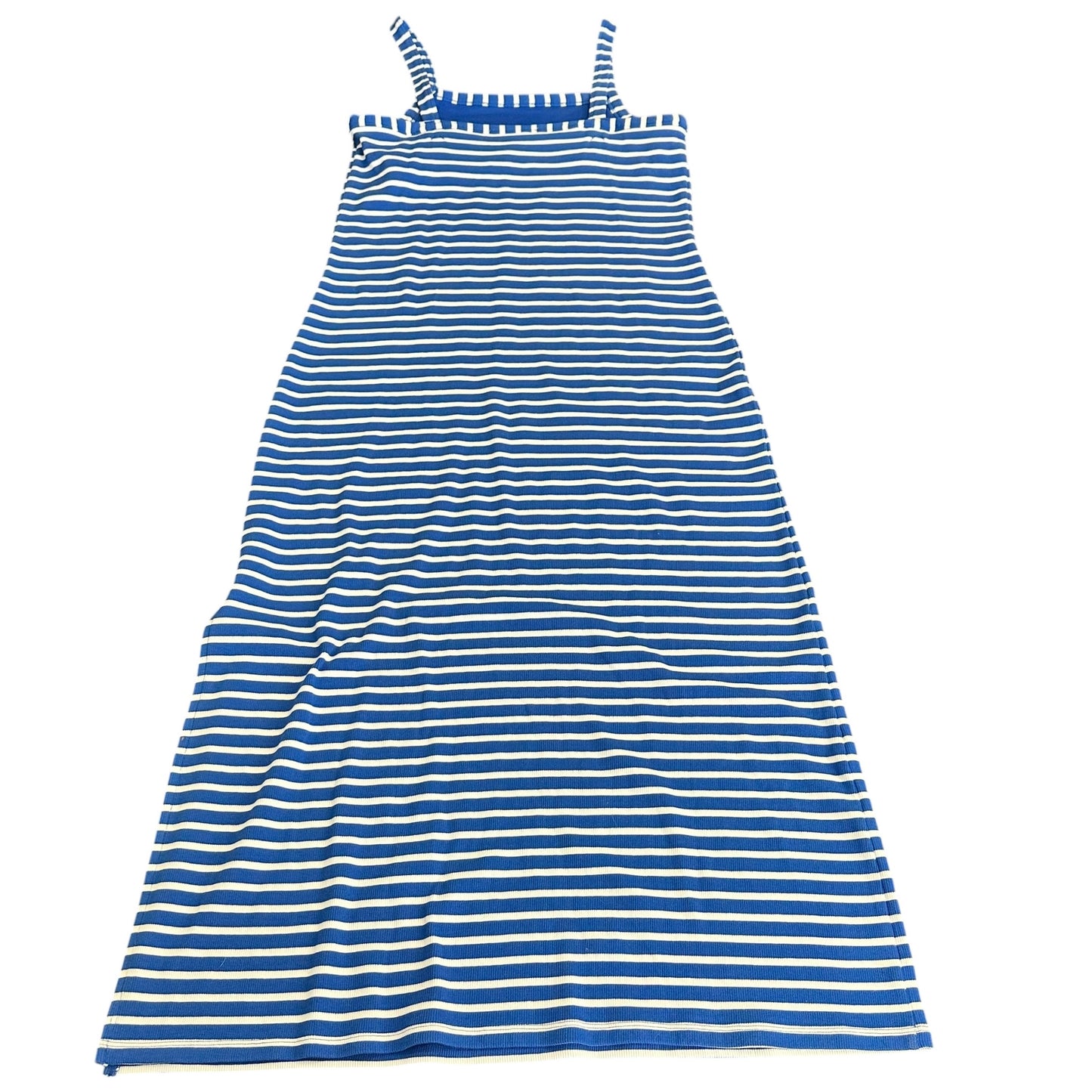 LOFT BLUE WHITE STRIPED DRESS BUILT IN BRA 256 SZ 8