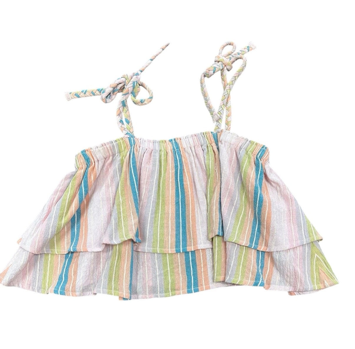 SHOW ME YOUR MUMU RUFFLE TOP PASTEL STRIPED 122 MEDIUM