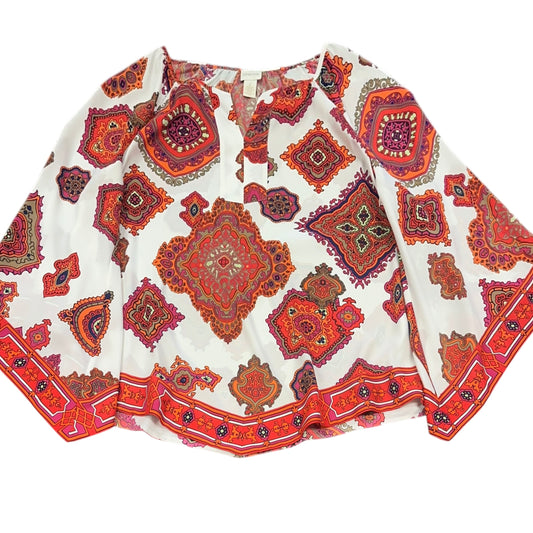 CHICOS BEIGE COLORFUL BLOUSE 124 LARGE