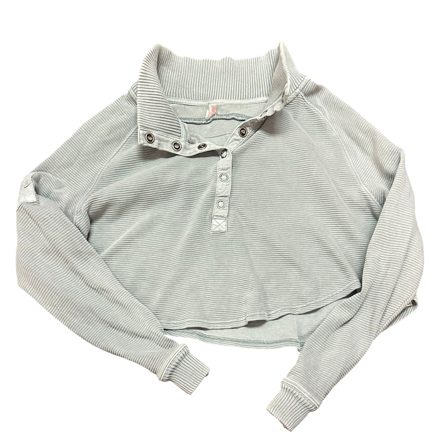 FREE PEOPLE MOVEMENT MUTED GREEN RIBBED CROP SWEATSHIRT 122 SMALL