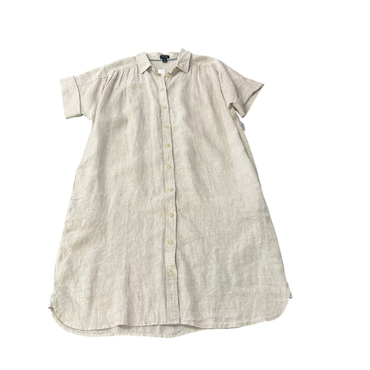 J CREW TAN LINEN BUTTON UP DRESS 249 MEDIUM