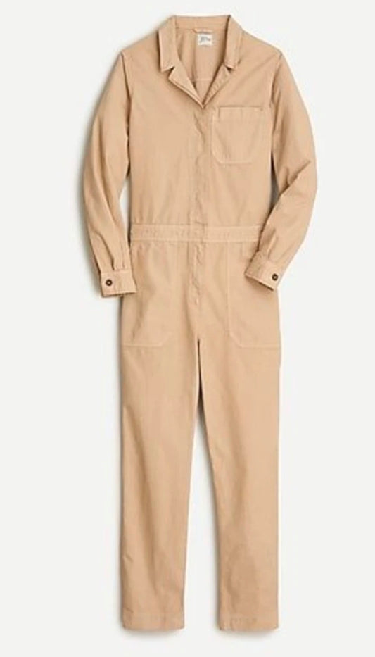 J CREW TAN CHINO UTILITY COVERALLS JUMPSUIT NWT 249 SZ 8