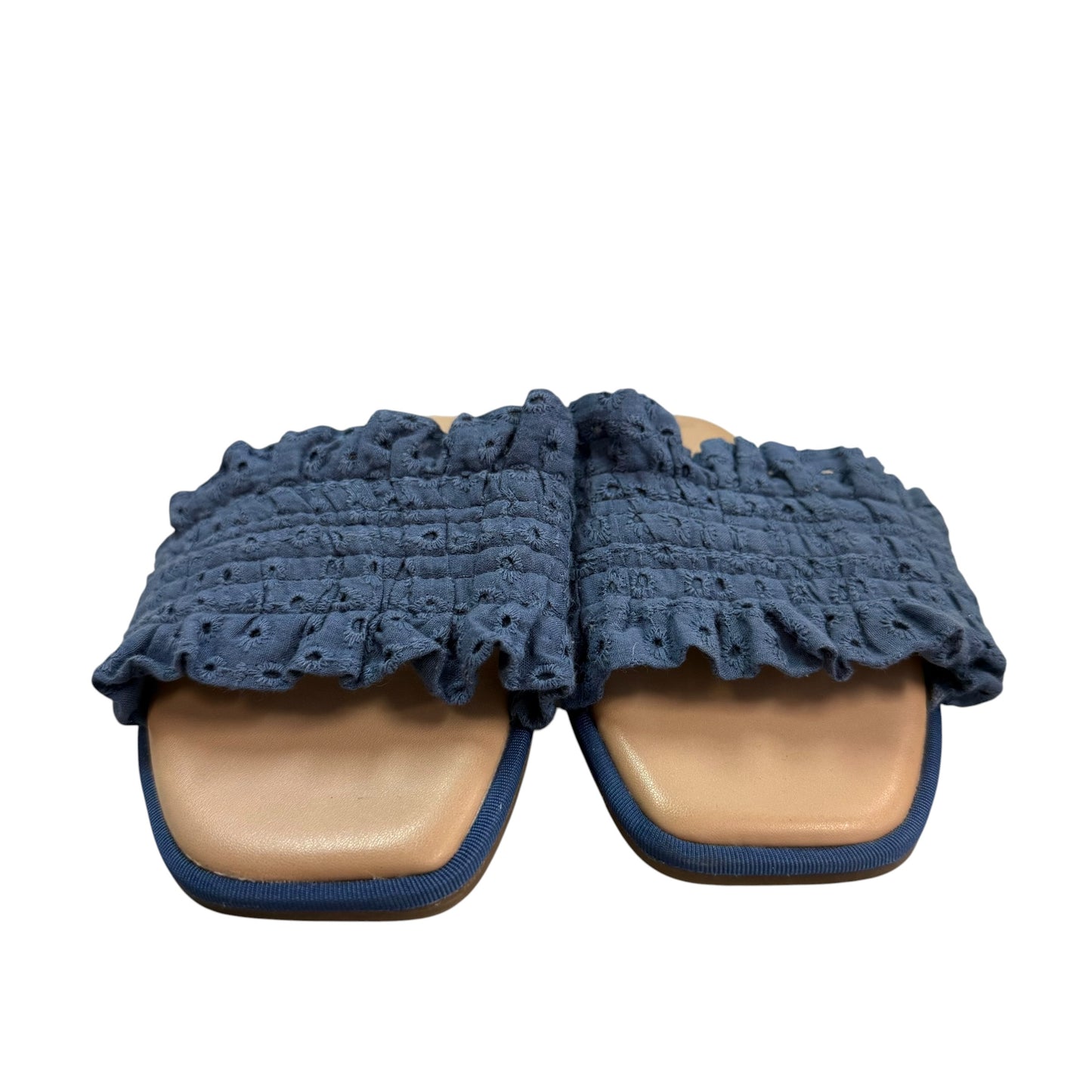 DRAPER JAMES RSVP BLUE EYELET FLAT SLIP ON SANDALS NWOT 152 SZ 8
