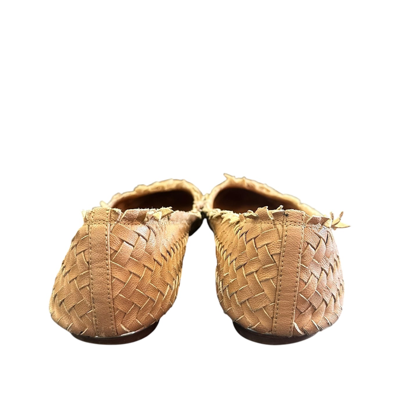 COACH TAN LEATHER BRAIDED FLATS 262 SZ 8.5