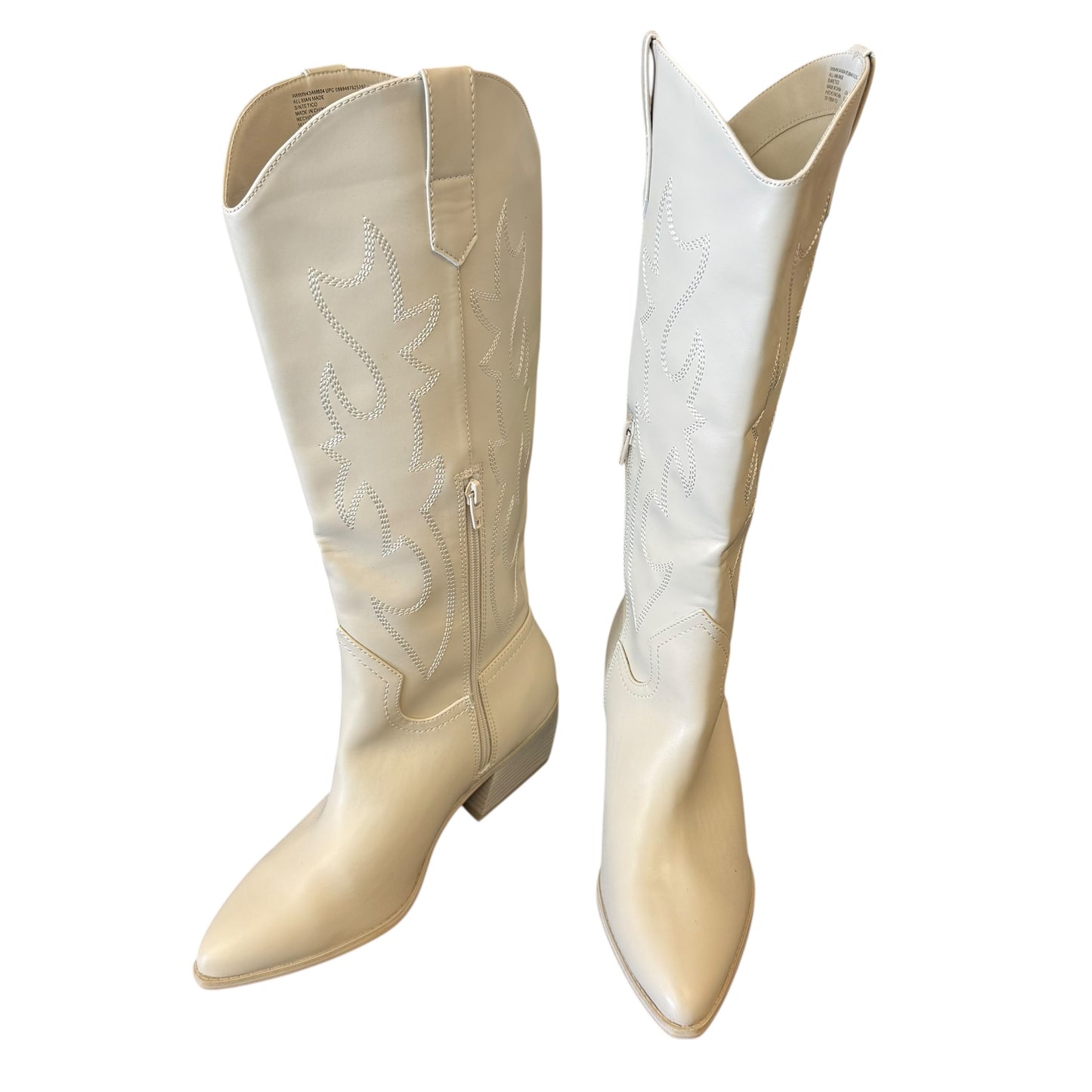 MADDEN GIRL BEIGE FAUX LEATHER COWBOY BOOTS 100 SZ 9