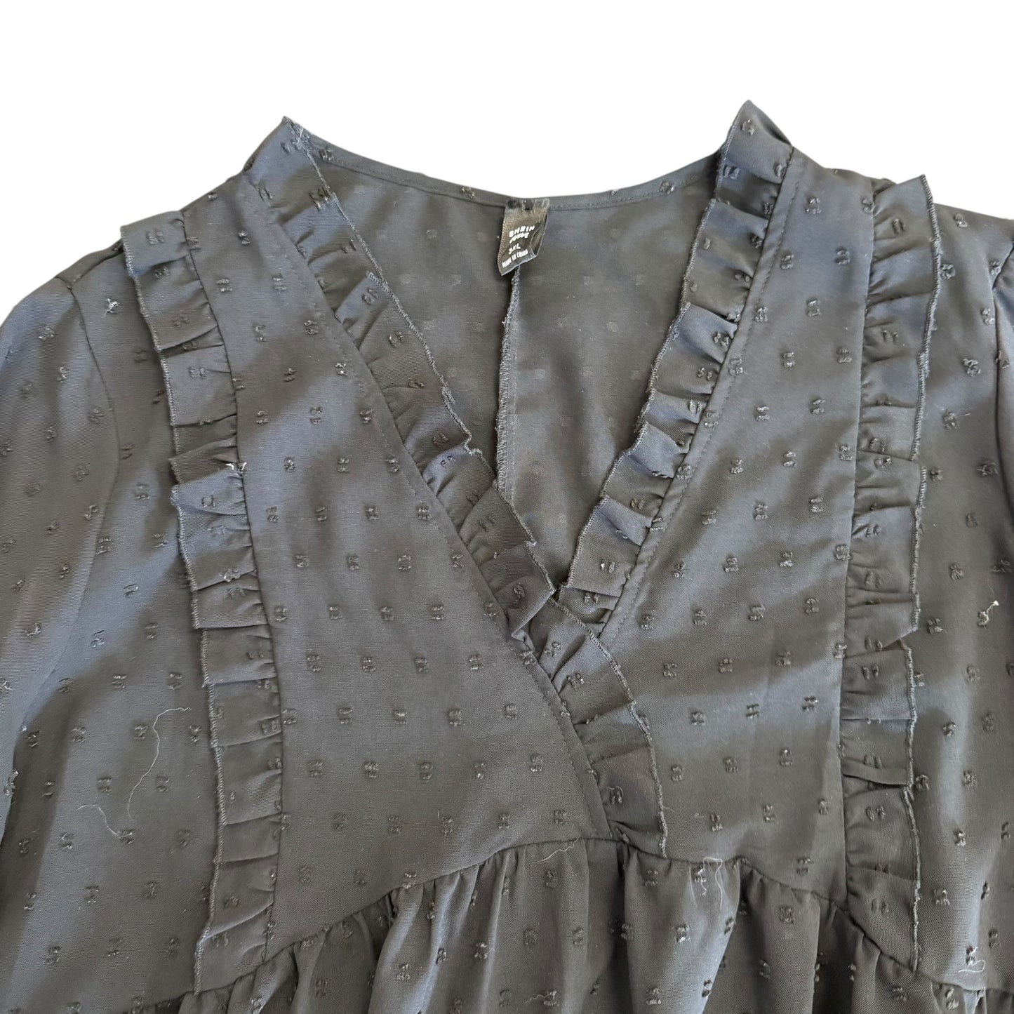 SHEIN BLACK SEMI SHEER SWISS DOT DRESS 2XL