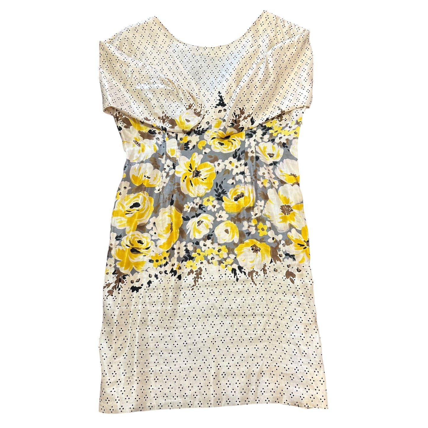 MEADOW RUE ANTHROPOLOGIE BEIGE FLORAL DRESS 100 SZ 8