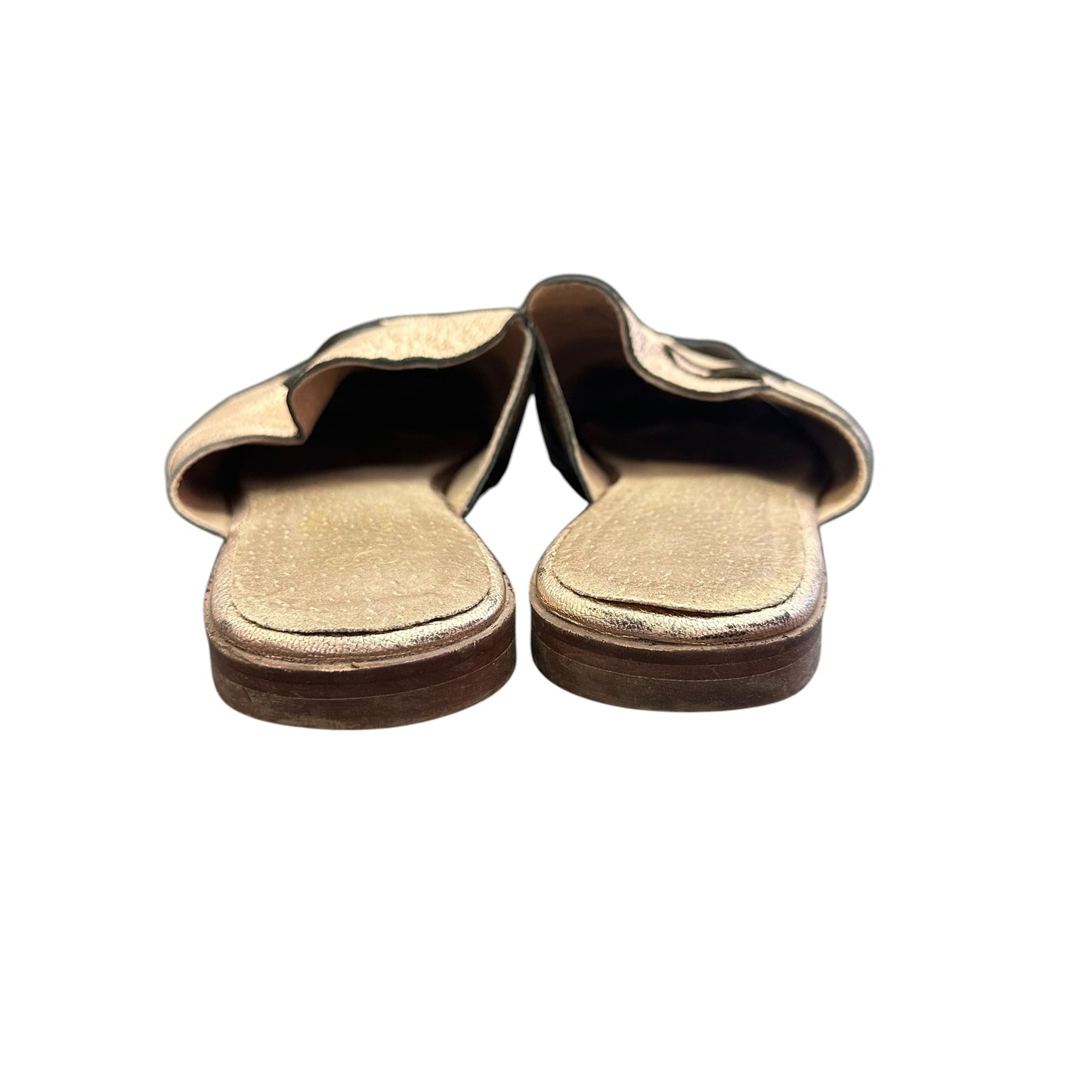 SEYCHELLES SURVIVAL WOVEN MULES METALLIC ROSE GOLD 100 SZ 8