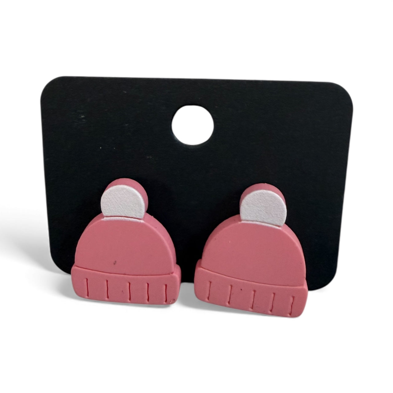 PINK TOBOGGAN CHRISTMAS HAT EARRINGS 100