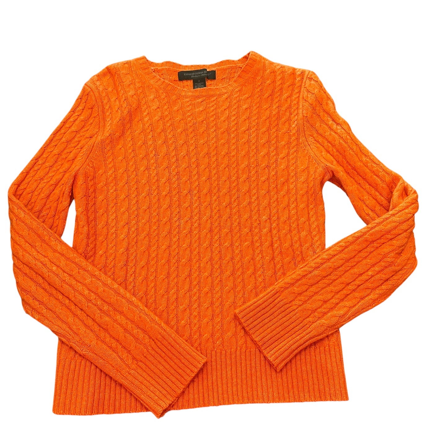 EXPRESS ORANGE CABLEKNIT SWEATER MERINO WOOL ANGORA SWEATER 100 MEDIUM**