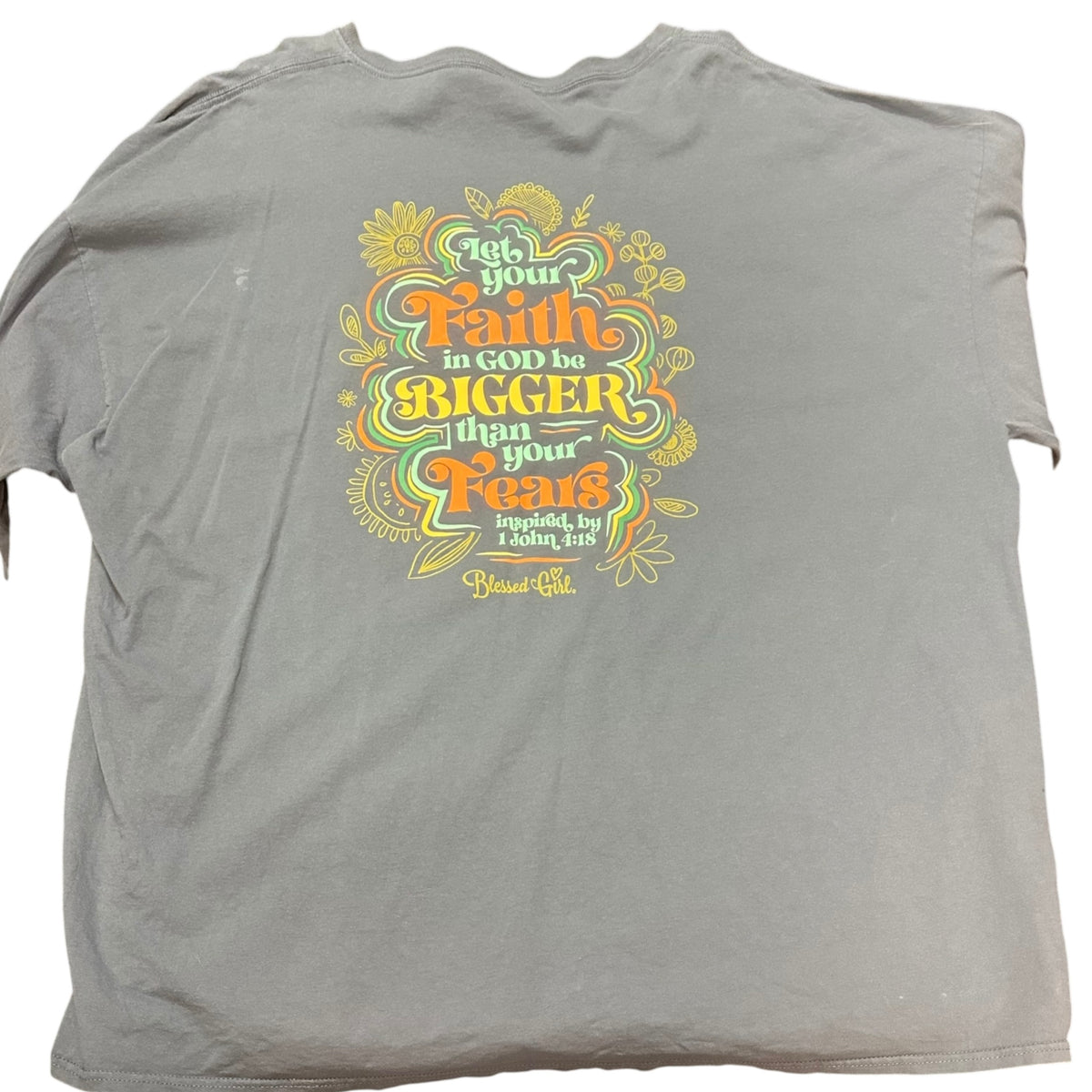 BLESSED GIRL BLUE LONG SLEEVE TSHIRT INSPIRED BY 1 JOHN 4:18 100 3X