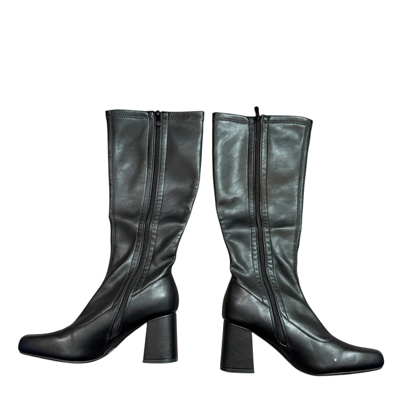 DREAM PARIS BLACK FAUX LEATHER KNEE HIGH BOOTS 251 SZ 8
