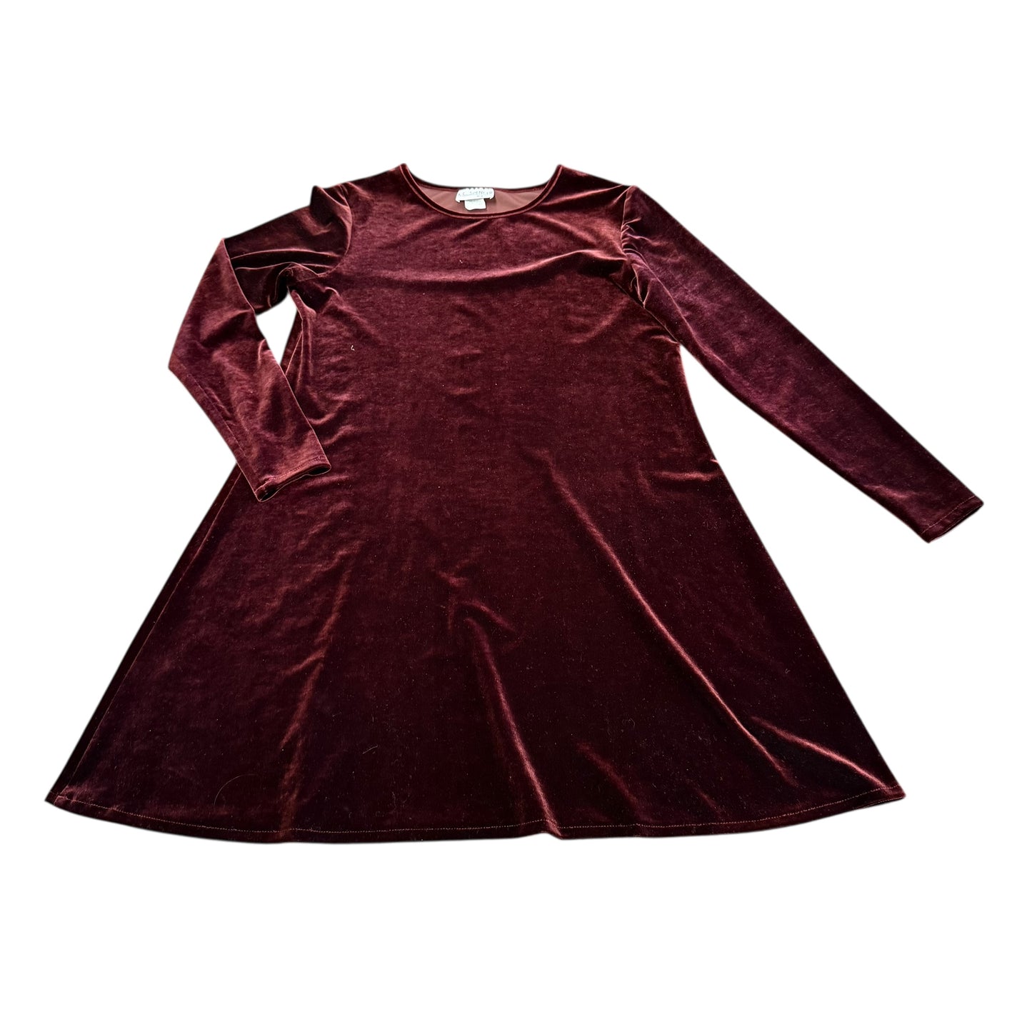 VINTAGE KC SPENCER MAROON VELVET LONG SLEEVE DRESS 100 SZ 4