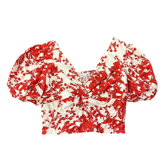 MIDNIGHTSKY RED WHITE FLORAL CROP BLOUSE NWT 122 MEDIUM