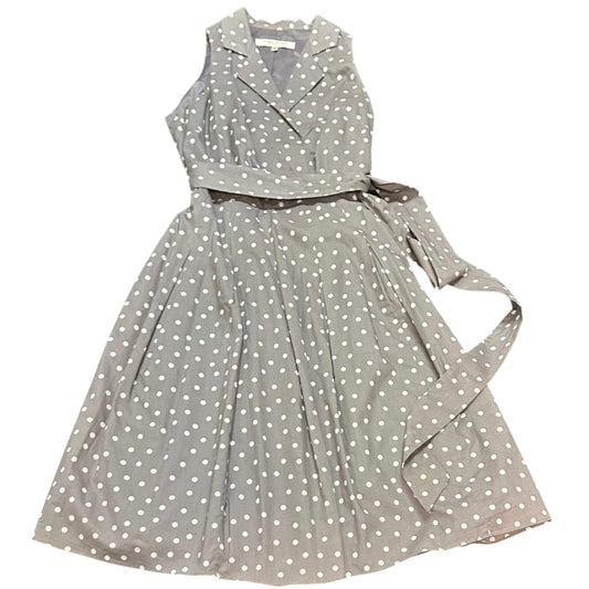 EVAN PICONE GRAY POLKA FIT FLARE MIDI DRESS 100 SZ 10