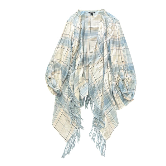 TORRID LIGHT BLUE WHITE PLAID FRINGE TRIM CARDIGAN 219 2XL
