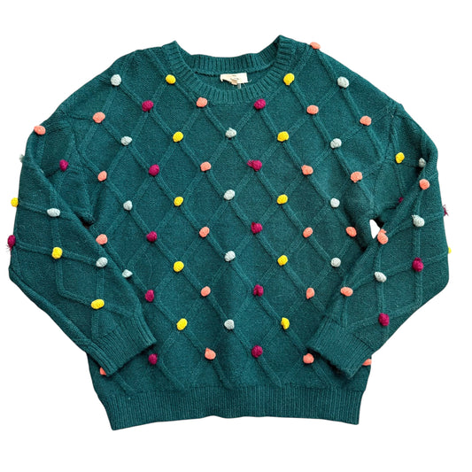 ENTRO GREEN COLORFUL DOTS SWEATER 100 LARGE NWT $74