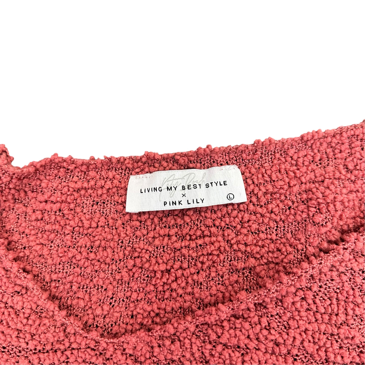 PINK LILY MAUVE PINK OVERSIZED SWEATER TEXTURED 15 LARGE