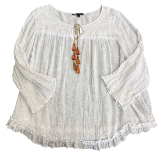 ZAC & RACHEL WHITE RUFFLE HEM BLOUSE 257 2X