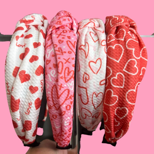 WHITE HEADBAND RED HEARTS & LOVE (farthest left, 1st headband)