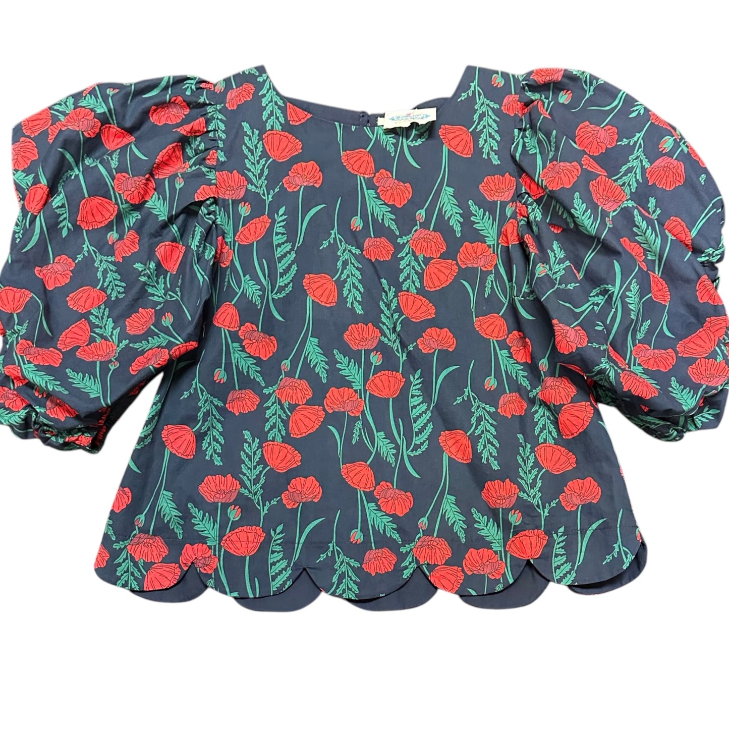 ENTRO NAVY BLUE FLORAL BLOUSE NWT 122 MEDIUM