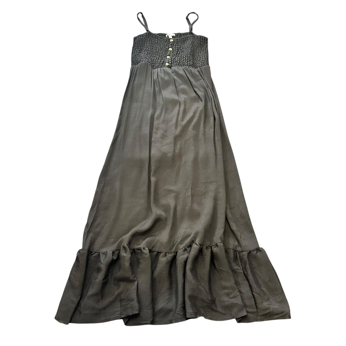 AUW BLACK SMOCKED DRESS ANKLE LENGTH 239 LARGE