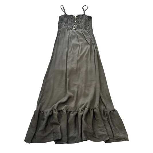 AUW BLACK SMOCKED DRESS ANKLE LENGTH 239 LARGE