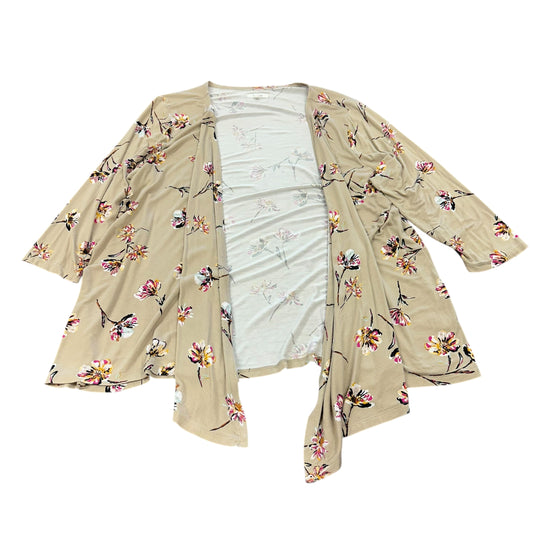 MAURICES TAN FLORAL OPEN CARDIGAN 205 1X *PILING