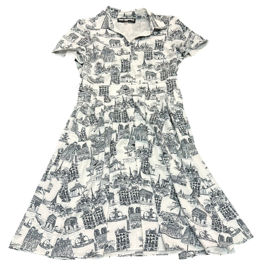 KARL LAGERFELD PARIS PARIS TOILE MIDI DRESS NAVY WHITE 38 Sz 6