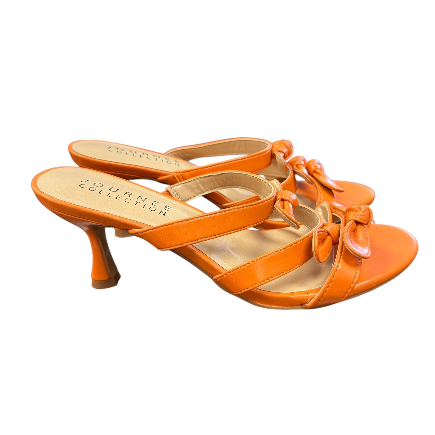 JOURNEE COLLECTION KRISTINA KITTEN ORANGE HEEL FAUX LEATHER NEW 201 SZ 8