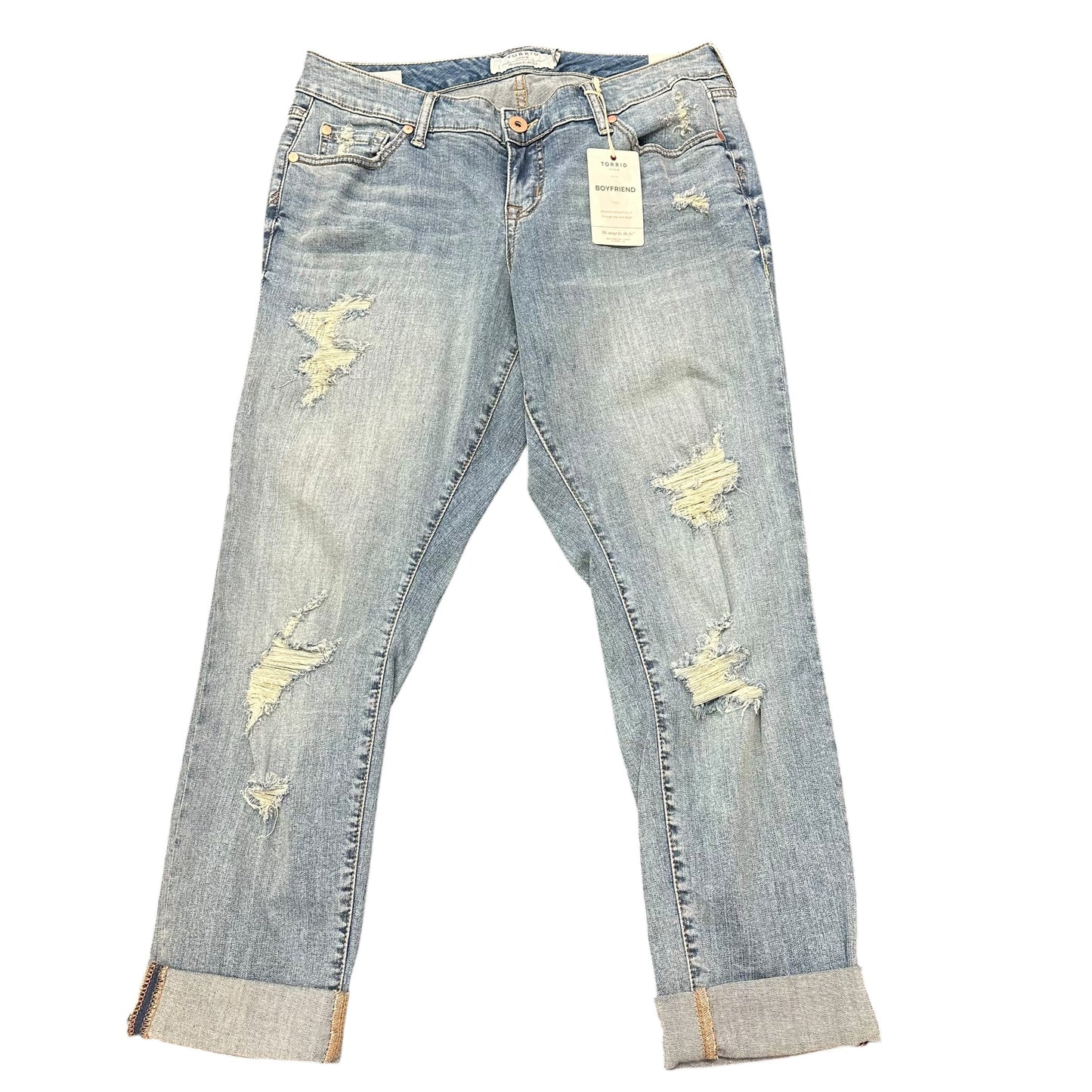 TORRID BOYFRIEND DENIM BLUE JEANS NWT 100 SZ 10 REG