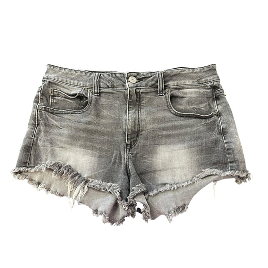 AMERICAN EAGLE BLACK DENIM CUT OFF SHORTS STRETCH 82 SZ 14