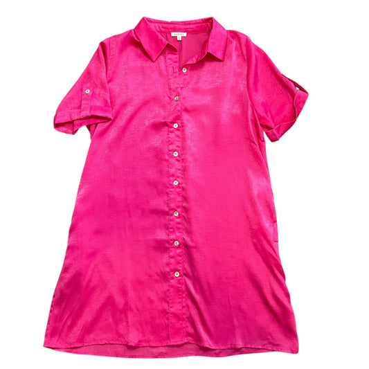 JODIFL PINK SATIN BUTTON UP DRESS 100 LARGE