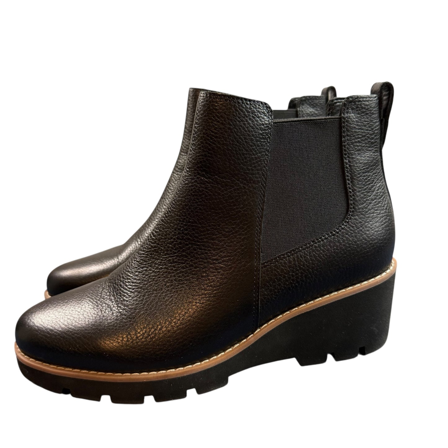 VIONIC ALISO WEDGE BOOTS BLACK LEATHER 235 SZ 8