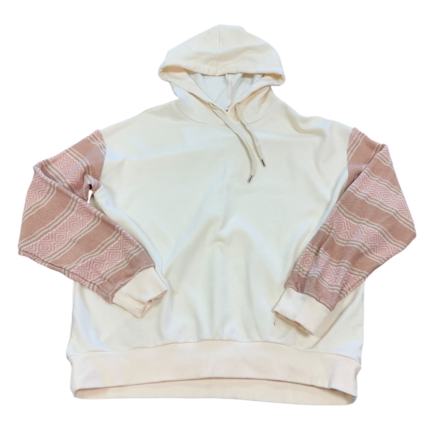 WHITE BIRCH BEIGE HOODIE W PINK SLEEVES NWOT 100 SMALL