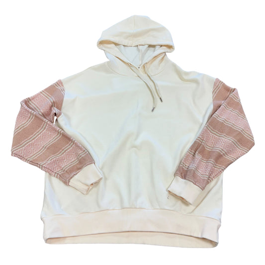 WHITE BIRCH BEIGE HOODIE W PINK SLEEVES NWOT 100 SMALL