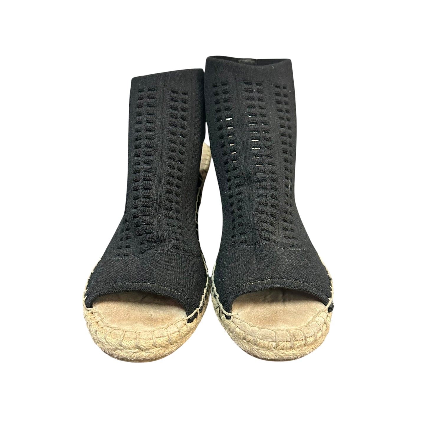 BLACK KNIT UPPER ESPADRILLE WEDGES 279 SZ 9.5