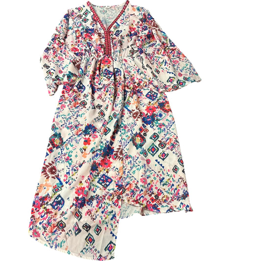 WHITE COLORFUL LONG SLEEVE DRESS 279 XL